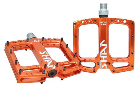 FrontStep Aluminium Nicht-rutsches Mountainbike Pedale,9/16-Zoll-Fahrradpedale,Pedal Light-Fahrrad für BMX Pedal,Hohe Festigkeit (Orange)
