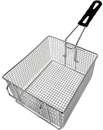 Reldor Chip Frying Basket with Handle, Stainless Steel Chip Fryer - Deep Fat Fryer for Straining French Fries, Fish & More, Ideal for Kitchen, Cafes and Restaurants, 21 cm (L) X 18 cm (W) X 11 cm (H)