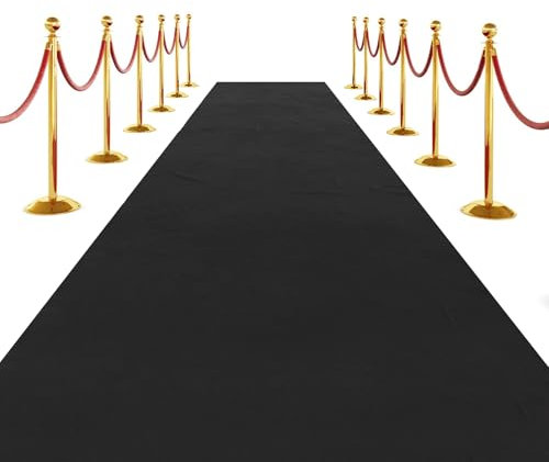 SK Studio Schwarz Teppich Läufer Eventteppich Hochzeitsteppich VIP Event Teppich Rutschfester Red Carpet Empfangsteppich, 1 x 10 m