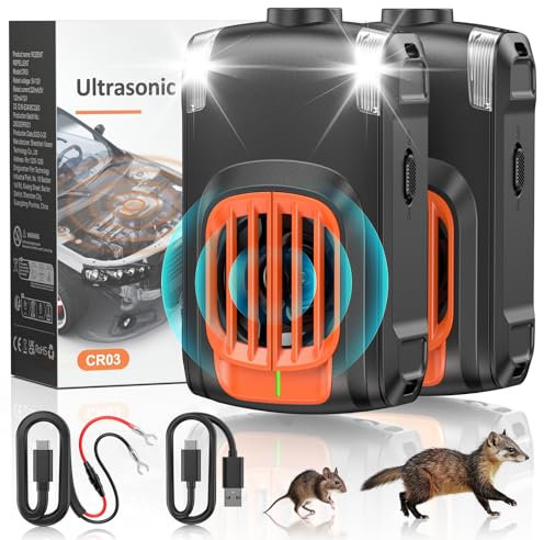 HOPPE'S Anti Martre Voiture, Répulsif Anti Fouines Ultrason, Repulsif Fouine pour Voiture, Répulseur d'animaux pour Voiture, avec LED, 2PCS