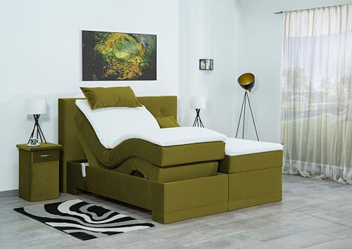 Boxspringbett Lapi 240x220, VS-Grün, 7-Zohnen Taschenfederkernmatratze, Ergoflex - Inklusive Aufbau - Deutscher Hersteller