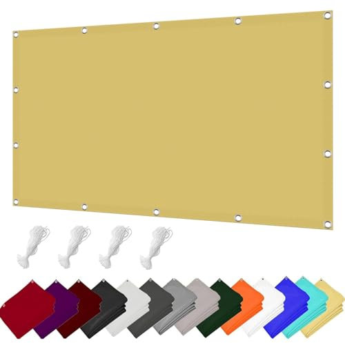Toldo Vela de Sombra Rectangular Toldo Parasol 240 x 270 cm Bloquear UV, Resistente, con Cuerda Jardín Impermeable Toldos Tipo Vela Rectangular, para Jardín, Balcón, Amarillo Arena