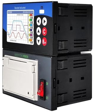 AMEHRU Stromdatenlogger mit Drucker Temperatur Druck PT100 PT1000 4-20mA Datenrekorder Controller(5 Channels (24VDC))