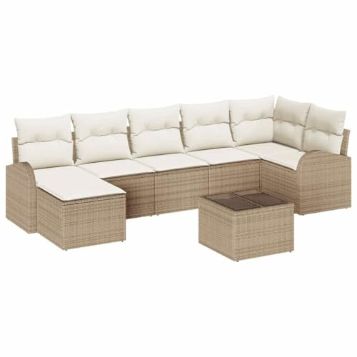 vidaXL Sofa Set 8 STK. Beige Poly-Rattan