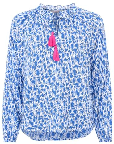 Zwillingsherz Damen Viskose Bluse, Kurzarm, Modern, Rundhals, Gemustert, Regular Fit
