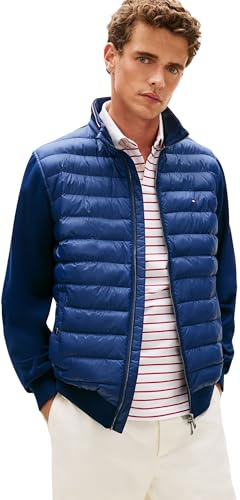 Tommy Hilfiger Herren Sweatshirt mit Reißverschluss Mix Media Stand Collar Steppjacke