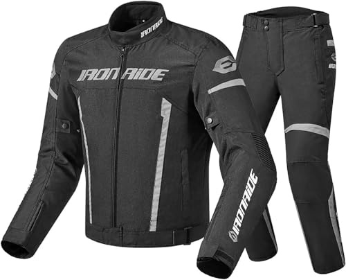 Motorradbekleidung Four Seasons Motorrad Textil Motorradanzug Wasserdichter Anti-Fall Atmungsaktiver Rennanzug, Grey, 3XL