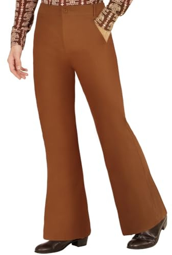 AYBUY Pantalon Évasé pour Homme, Tenue Disco Pantalons Rétro Années 70 pour Homme Déguisement Pantalon Évasé Slim des Années 60 pour Carnaval et Vie Guotidienne