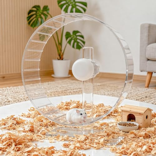 Ruexue Hamsterrad Leise 27cm Großes Laufrad für Goldhamster & Rennmäuse | Geschlossene Lauffläche, Hoher Grip, Höhenverstellbar, Stabile Basis, Wirbelsäulenschonend, Leises Doppelkugellager
