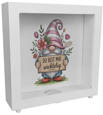 Du bist Mir wichtelig Rahmen Spardose aus Holz für Pflanzenfreunde und Wichtelfans - lustige Sparbüchse für Natur- und Wichtelliebhaber