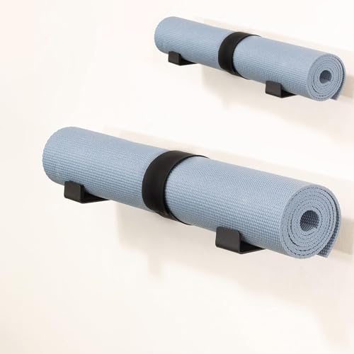 VBESTLIFE 2er-Pack Wand-Yogamatten-Aufbewahrungsregal, Yogamatten-Halter, Wandhalterung für Schaumstoffrollen, Widerstandsbänder, Fitness-Zubehör, Heim-Fitnessstudio-Organizer