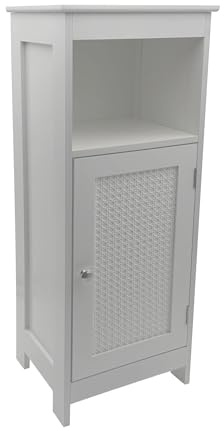 FineBuy Standregal 30x28x80 cm Weiß mit Tür, Wiener Geflecht