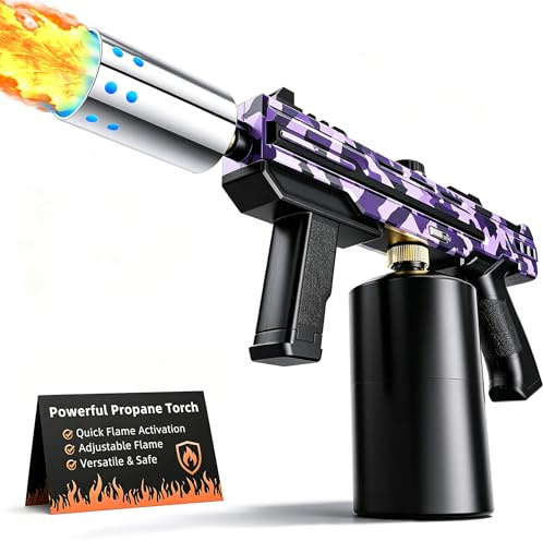 Powerful Grill Torch Gun, Adjustable Flamethrower Blowtorch for BBQ, Camping, Charcoal Lighter & Fire Starter - Tank not Included (Graffiti)