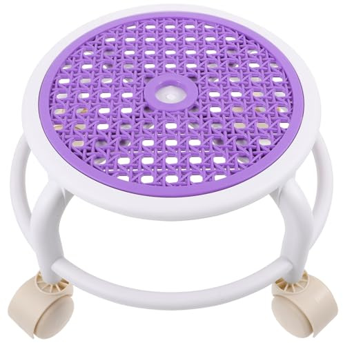 VILLFUL Rolling Stool with Foot Rest, Swivel Plastic Design, under Desk Use for Nail Salon and Home