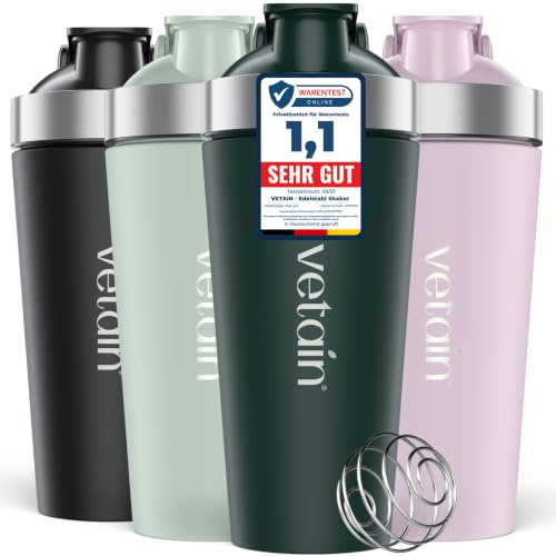VETAIN Edelstahl Shaker Proteinshake - 100% Auslaufsicher - 700ml