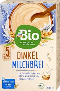 Bouillie au lait d’épeautre du 5e mois, 250 g - Marque DM Allemagne - Compatible avec dmbio - Dinkel-Milchbrei ab dem 5. Monat, 250 g