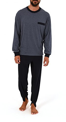Normann Care Herren Pflegeoverall Langarm mit Reissverschluss am Rücken und Bein 58441, Farbe:Ringel Jeans;Größe:XS