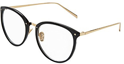 AiSi Damen vintage Retro Brille Eyewear One Size, Ohne Stärke, schwarz und Gold, Sand Black,