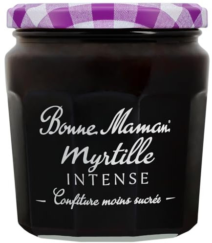 Bonne Maman - Confiture Myrtille Intense - Riche en Fruits et moins sucrée - 335g.