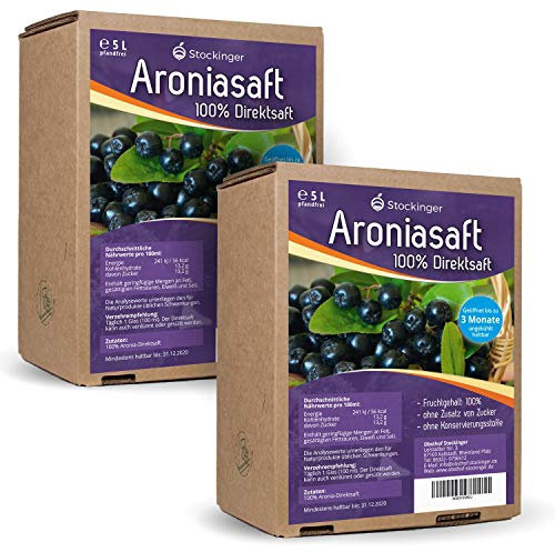 2 x 5L Obsthof Stockinger Aroniasaft - Muttersaft Bag in Box Aronia - Direktsaft , Sparpaket
