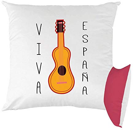 Mygoodprice Kissen Viva Espana Gitarre zweifarbig Bedruckt 40 x 40 cm Himbeere