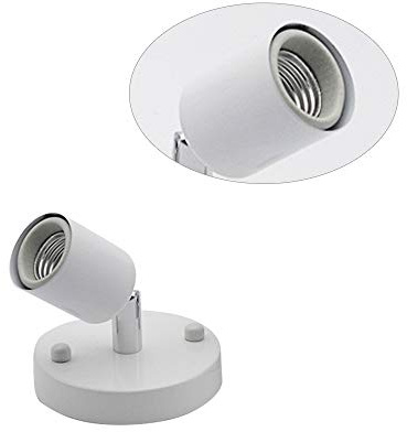 E27 Ceiling Spotlight Adjustable Single Head Lamp Holder Edison Screw Fitting Bulb Light Base Wall Spot Light (White)