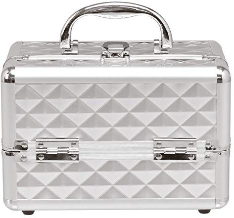 DREAMADE Kosmetikkoffer Mini, Schminkkoffer Make-up Multikoffer, Beauty Case, Make-up Box Kosmetikkasten ausklappbar, Kosmetikkoffer mit Spiegel, Kosmetiktasche tragbar (Silber)