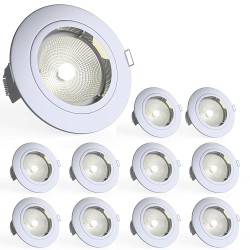 National Lighting Recessed Lighting - Mains Powered LED Spot Lights Downlights for Ceiling - IP20 Rated GU10 Fitting for Halogen or LED - Chrome Finish, Fixed Version – Pack of 10