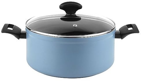 Fagor Maxima Cacerola Inducción 24 cm, Tapa de Cristal, Aluminio Forjado, Espesor 4 mm, Antiadherente Ecológico XYLAN PLUS sin PFOA, Apta Todas Las Cocinas, Vitrocerámica, Gas, Lavavajillas, Azul
