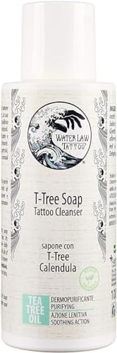 Water Law Tattoo T-Tree Soap Cleanser, 100ml, Sapone Liquido Delicato per Tatuaggi con Tea Tree Oil e Calendula, pH Fisiologico, Vegan Friendly, Detergente per Lavaggi Frequenti, Made in Italy