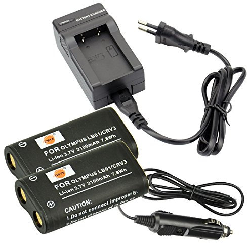 DSTE(2 Pack) Li-ION Batterie CR-V3 + DC78E Voyage Chargeur Compatible pour C-3000 C-3030 C-3040 C-4000 C-5050 C-5050Z C-700 C-730 D390 D510 Camera as CR-VS CR-V3P CRV3 LB-01 LB01