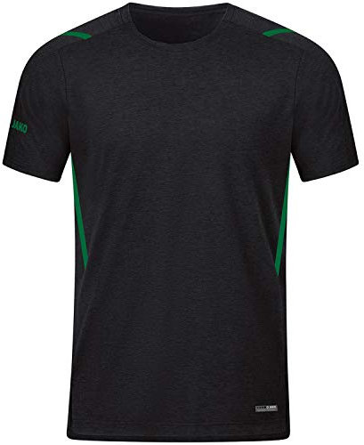 JAKO Herren T-Shirt Challenge, Schwarz-Meliert/Sportgrün, 4XL