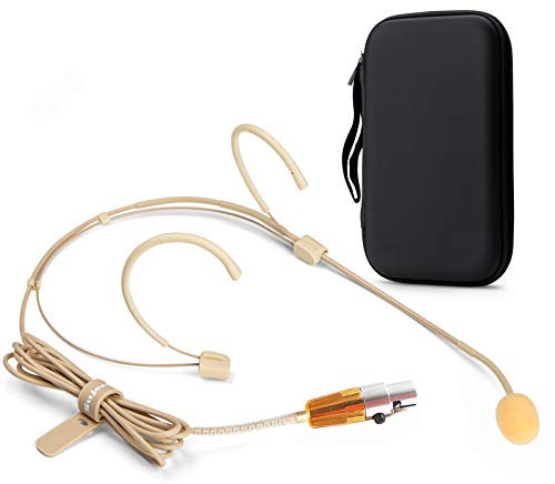 Sujeetec Headset Mikrofon Stirnband mic für Shure kabellos Bodypack Transmitter Taschensender - Ideal für Vorträge, Theater, Podcasts Mit Robust Aufbewahrungsbehälter - Mini XLR TA4F Stecker