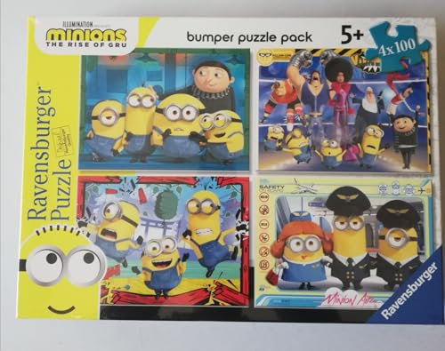 Ravensburger - Puzzle: Minions, Disney puzzle, Puzzle 5 years or more, Puzzles Children 5 Years, Puzzles Children, 4 Puzzle 100 pieces, Gift Child 5 Years, Ravensburger Puzzle, Puzzle Minions