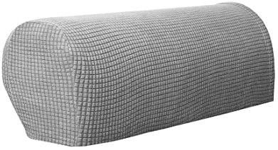 Xlabor Armlehnenbezüge 2-er Set verstellbar Spandex rutschfest Armlehnenschoner Armkappen für Stuhl Sofa Sessel Couch HellGrau, normal (2PCS)