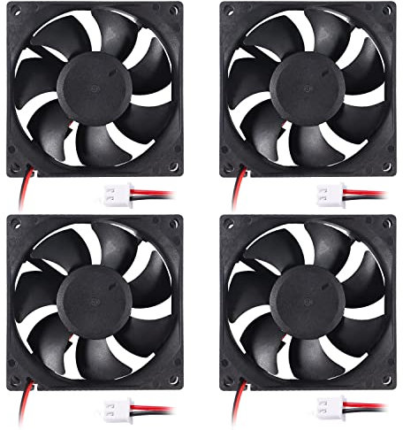 4 Stück 80mm x 80mm x 25mm Lüfter DC 12V 8025 Brushless Lüfter 2pin zur Kühlung PC Computergehäuse CPU Kühler Radiatoren