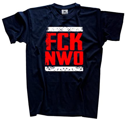 FCK NWO - fu_k New World Order T-Shirt Navy XXL