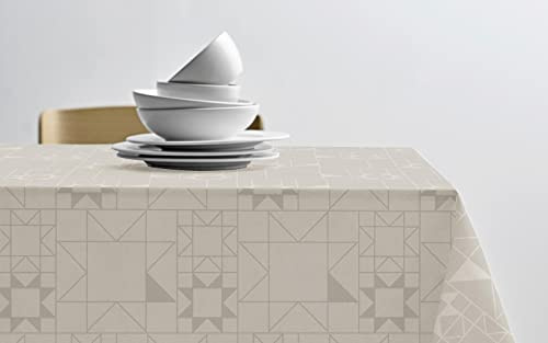 Södahl Star Damask Weihnachtstischdecke, Tischtuch, Elegante Tischdecke Weihnachten mit Inspiration vom klassischen Papierstern, Gebrochenes, aus 100% Baumwolle, 140 x 320 cm, Beige