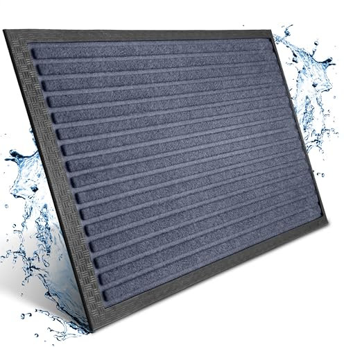 Bodenständig Fußmatte außen - extrem rutschfest & langlebig - Fußabtreter außenbereich grau blau 60x90 cm - Türmatte in Perfekter Größe für die Haustür - Fussmatte aussen - Türvorleger gestreift