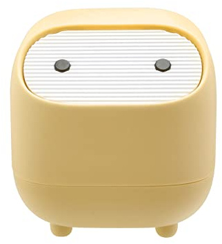 Twilight Garage Small Waste Bin, Cute Ninja Press Desk Bin with Lid, Bedroom Bin Dustbin for Home Bedroom Kitchen Car Office Trash Can - Yellow