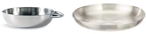 Tatonka Schale Bowl with Grip, Transparent, 18 x 5 cm & Edelstahlteller, 23 x 3 cm, 4030