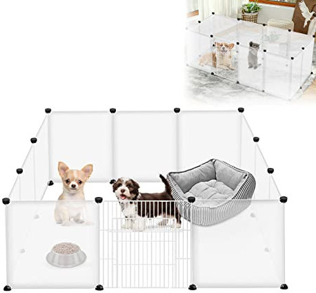 LARS360 Kaninchengehege Kaninchenstall Meerschweinchengehege mit Tür 145x75x48cm Weiß