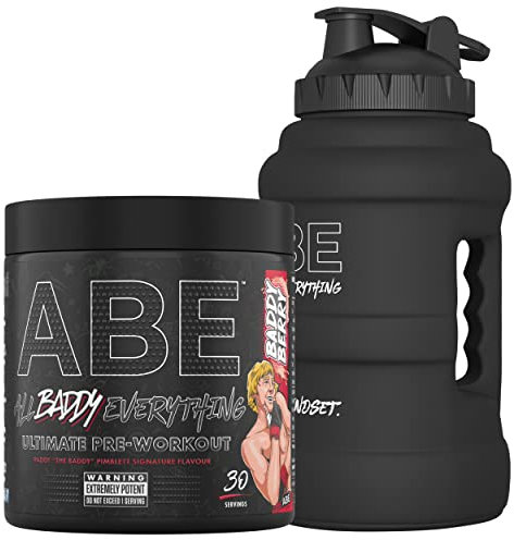 Applied Nutrition Bundle ABE Pre Workout 375g + JUG 2.5 LT Matt Black | All Black Everything Pre Workout Powder, Energy & Physical Performance with Creatine, Beta Alanine (Baddy Berry)