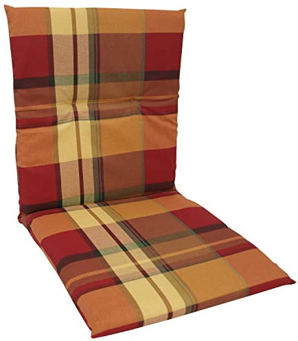 DEGAMO Auflage Sesselauflage Basel für Gartenstuhl Niederlehner, 48x98cm, orange - gelb kariert, Outdoor