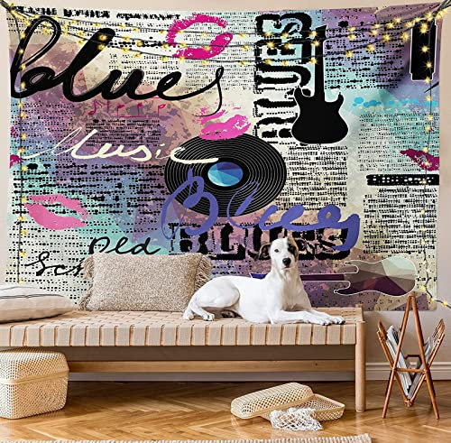 MIYOLI Wandteppich Musik Wandbehang Lila Tapisserie 3D Wandtuch Musik Wandteppiche Aesthetic für Wohnzimmer Schlafzimmer Wohnheim Wanddeko, 130x150 cm