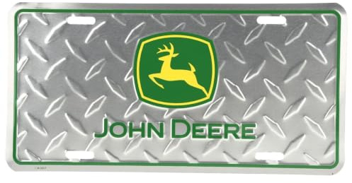 John Deere Silver License Plate with Green Logo