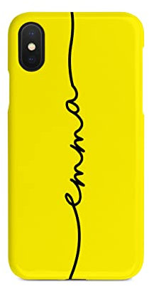 Tirita Personalised Phone Case Compatible with iPhone XR Hard Cover, Colourful Summer [13- Neon Yellow Handwritten Name]
