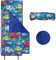 Schlafsack Kinder mit Kopfkissen Reißverschluss, Faltbare Kinderschlafsack mit Kissen Abnehmbar für Mädchen Jungen, Leicht Reinigen Schlafsack für Outdoor Indoor Camping, 150×60cm Blau Tierauto