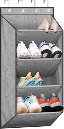 SLEEPING LAMB Schuh-Organizer für den Schrank, kurzes Hängeregal mit großen, tiefen Taschen, schmale Tür, Sneaker-Aufbewahrung für Stiefel im Wohnmobil, Wohnheim, Grau