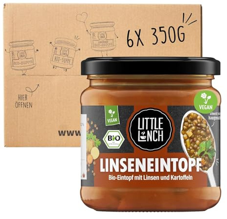Little Lunch Bio Linseneintopf | Vegan & laktosefrei | 6 x 350g | Herzhafter Linseneintopf | vegan | ohne Zuckerzusatz | ohne Geschmacksverstärker | 6er Pack